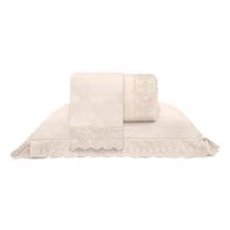 Kit Cobre Leito Queen Cristal c/ Renda Roma 100% Algodão 300 Fios Buettner - Marfim Kit Cobre Leito Queen Cristal c/ Renda Roma 100% Algodão 300 Fios Buettner - Marfim
