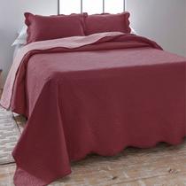 Kit Cobre leito Queen Dual Tone Liso + 2 Porta-Travesseiros - Vinho Rose