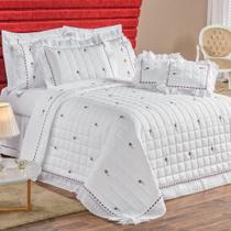 Kit Cobre Leito Queen Felicitá Percal 200 Fios Bordado 100% Algodão 9 Peças - Branco Kit Cobre Leito Queen Felicitá Percal 200 Fios Bordado 100% Algodão 9 Peças - Branco