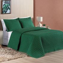 Kit Cobre Leito Ravena Bordado Casal 3 Peças - Esmeralda