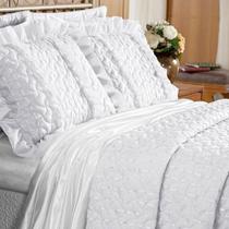 Kit Cobre Leito Ravena Em Voal Xadrez Queen 07 Peças Branco Kit Cobre Leito Ravena Em Voal Xadrez Queen 07 Peças Branco