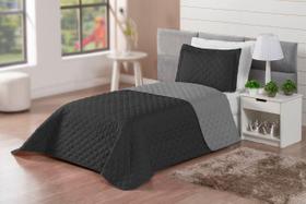 Kit Cobre Leito Realeza Solteiro 2 Peças - Preto/Cinza