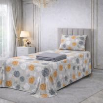 Kit Cobre Leito Romance Solteiro 2pç + Lençol De Elástico - 200 Fios CINZA/COSTELAADÃO