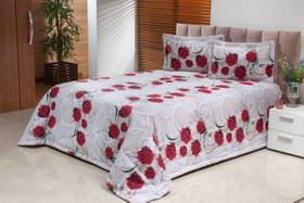 Kit Cobre Leito Rosas Casal Super King 03 Peças Algodão Kit Cobre Leito Rosas Casal Super King 03 Peças Algodão