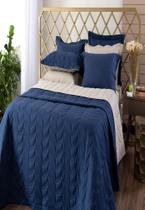 Kit Cobre Leito Santorini Queen 3 Peças Marinho Chocolate