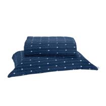 Kit Cobre Leito Solteiro 2 Peças Bordado Urbany Hipercal 400 Fios 100% Poliéster - Azul Marinho