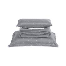 Kit Cobre Leito Solteiro + Almofada 4 Peças Bordado Urbany Hipercal 400 Fios 100% Poliéster - Cinza