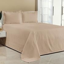 Kit Cobre Leito Solteiro Bella Piquet 02 Peças Bege Liso
