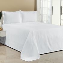 Kit Cobre Leito Solteiro Bella Piquet 02 Peças Branco Liso