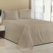 Kit Cobre Leito Solteiro Bella Piquet 02 Peças Cáqui Liso