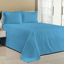 Kit Cobre Leito Solteiro Bella Piquet 02 Peças Turquesa Liso