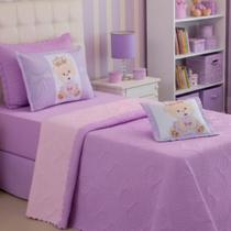 Kit Cobre Leito Solteiro Colcha Infantil Menina 3 Peças
