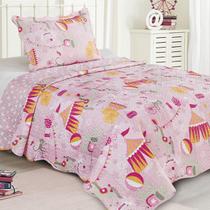 Kit Cobre leito Solteiro Infantil Evolution Patchwork + Porta Travesseiro Circo