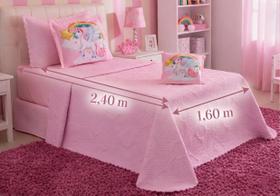 Kit Cobre Leito Solteiro Infantil Sonho, Reino Encantado, Divina Bailarina, Princesa Ursa 03 Peças Rosa Lilás