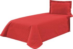 Kit Cobre Leito Solteiro Kaique 02 Peças Liso Ideal Cama Box vermelho