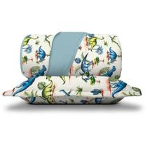 Kit Cobre Leito Solteiro Malha Soft 2 Peças Dinos Azul Kit Cobre Leito Solteiro Malha Soft 2 Peças Dinos Azul