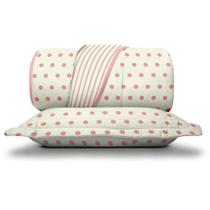 Kit Cobre Leito Solteiro Malha Soft 2 Peças Poa Rosa Kit Cobre Leito Solteiro Malha Soft 2 Peças Poa Rosa