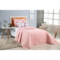 Kit Cobre Leito Solteiro Pink 2,20x1,60 Porta Travesseiro Mais Duas Almofadas Flor Premium Lindas