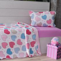 Kit Cobre Leito Solteiro + Porta Travesseiro + Lençol 3Pçs Sweet Love - Bene Casa