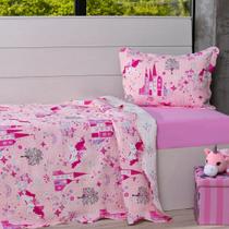 Kit Cobre Leito Solteiro + Porta Travesseiro + Lençol + Fronha 5Pçs Castelos - Bene Casa