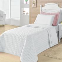 Kit Cobre Leito Solteiro Top Line Liso 2 Peças 180 Fios Branco