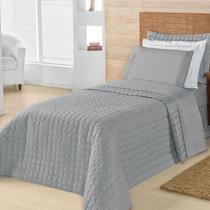 Kit Cobre Leito Solteiro Top Line Liso 2 Peças 180 Fios Cinza Kit Cobre Leito Solteiro Top Line Liso 2 Peças 180 Fios Cinza