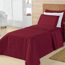 Kit Cobre Leito Solteiro Top Line Liso 2 Peças 180 Fios Vinho