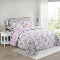 Kit Cobre Leito Teka Bouti Sleep Casal Colcha Dupla Face Cor Roses