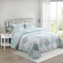 Kit Cobre Leito Teka Bouti Sleep Casal Colcha Dupla Face Patchwork