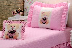 Kit cobre leito ursinha solteiro 3 peças rosa Kit cobre leito ursinha solteiro 3 peças rosa