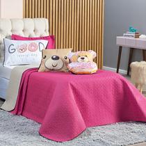 Kit Cobre Leito Urso Donuts Pink/Caqui Dupla Face com Almofadas SOLTEIRO 05 Peças