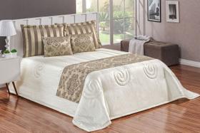 Kit Cobre Leito Viena King Seda Amassada Jacquard Luxo 10 Peças