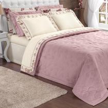 Kit Cobre Leito Yasmin Queen Percal 180 Fios 03 Peças Rosê Kit Cobre Leito Yasmin Queen Percal 180 Fios 03 Peças Rosê