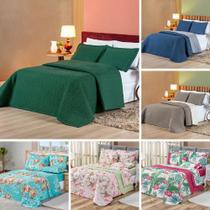 Kit cobreleito matelado de cama padrão casal 3 peças dupla face verde esmeralda Kit cobreleito matelado de cama padrão casal 3 peças dupla face verde esmeralda