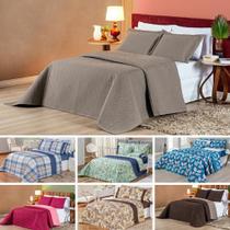 Kit cobreleito matelado para cama padrão casal 3 peças dupla face camafeu cinza Kit cobreleito matelado para cama padrão casal 3 peças dupla face camafeu cinza