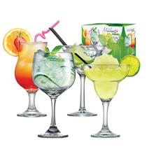 Kit Cocktail Mixologista 4 Taças Drink Elegante Vidro Ruvolo