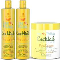 Kit cocktail pina colada reconstrução - shampoo + máscara + condicionador 500ml love potion