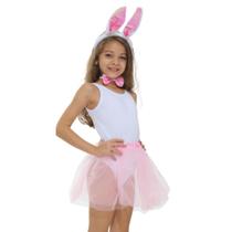 Kit Coelhinha Infantil Tiara Gravata e Saia de Tutu Rosa Kit Coelhinha Infantil Tiara Gravata e Saia de Tutu Rosa