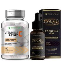 Kit Coenzima Q10 200mg Com Vit E Sublingual Vitamina C Zinco Ecomev