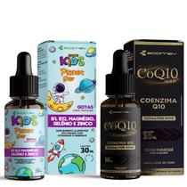 Kit Coenzima Q10 200mg Foco Kids Vitamina infantil Gotas Sublingual Ecomev