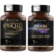 Kit Coenzima Q10 200Mg Magnesio L Tirosina Cafeina Taurina Inositol 120Cáps Ecomev