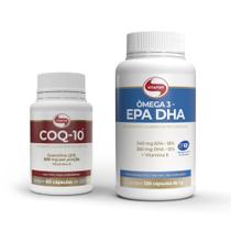 KIT Coenzima Q10 60 Caps 200mg Por Porção Vitafor e Omega 3 Epa Dha 1000mg 120 Capsulas Vitafor