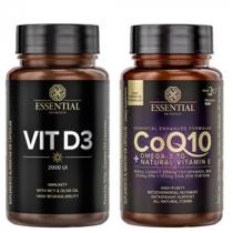 Kit Coenzima Q10 Coq10 (60caps) + Vitamina D3 2000UI (120caps) - Essential Nutrition