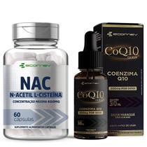 Kit Coenzima Q10 Gotas Sublingual Com Vit E 200Mg Nac 600mg Ecomev