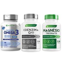 Kit Coenzima Q10 Ubiquinol + Treonato + Omega 3 Ultra 1360Mg Epa Dha Cert.Pureza Ifos