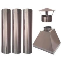 Kit Coifa 65x53x52 + 3 Dutos Chapéu Chinês 9” Inox 304