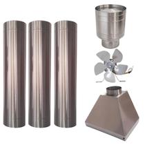 Kit Coifa 65x53x52 Inox Chapéu 3 Dutos 9 Inox + Motor Elét