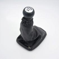 Kit Coifa de Cambio Manopla Astra Hatch Sedan 1999 a 2012 Preta em material sintético com Bola Prata