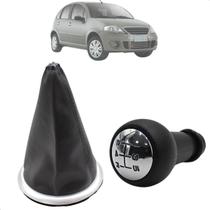 Kit Coifa de Cambio Manopla Citroen C3 2004 05 06 07 08 09 10 11 2012 Aro Prata