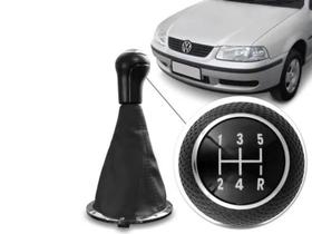 Kit Coifa de Cambio Manopla Gol G3 Grafite material sintético 1999 2000 2001 2002 2003 2004 2005 Preto com Base Cromada Bola Preta Anel Cromado